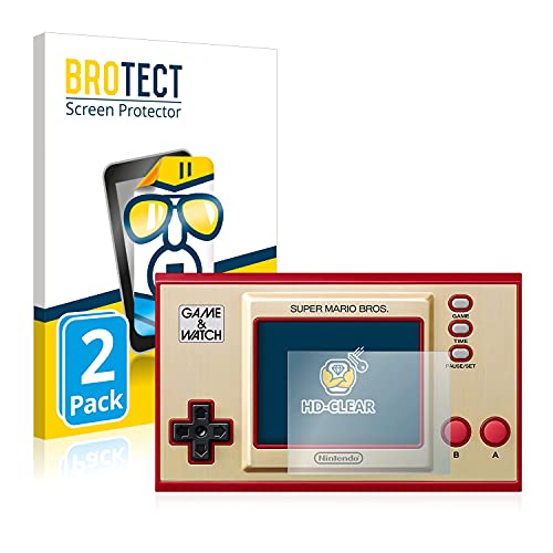 BROTECT Protector Pantalla Compatible con Nintendo Game & Watch Super Mario Bros Protector Transparente (2 Unidades) Anti-Huellas