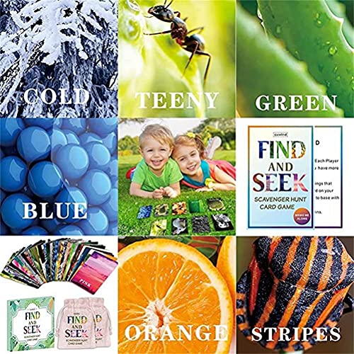 BTOSEP Juegos de Viaje para niños, Buscar y Buscar Scavenger Hunt Juego de Cartas Treasure Hunt Game Juguetes Actividades al Aire Libre Juegos de Cartas para niños