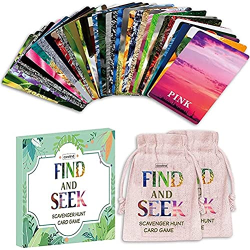 BTOSEP Juegos de Viaje para niños, Buscar y Buscar Scavenger Hunt Juego de Cartas Treasure Hunt Game Juguetes Actividades al Aire Libre Juegos de Cartas para niños