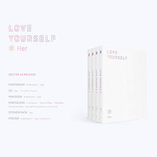 BTS 5th Mini Album - LOVE YOURSELF 轉 HER [ V ver. ] CD + Photobook + Mini Book + Photocard + Sticker Pack + FREE GIFT / K-POP Sealed