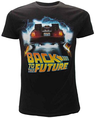 BTTF Regreso AL Futuro T-Shirt Camiseta Negra Delorean Outatime Oficial Original Back To The Future (L Large)