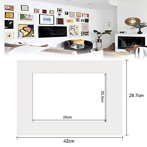 BUENTYA 10Pcs A3 Paspartú Blanco Papel Marco de Fotos de Papel Marcos de Fotos de Cartón DIY diámetro externo 29,7 * 42 cm y diámetro interno 20,3 * 25,3 cm marcos de fotos de papel passepartout