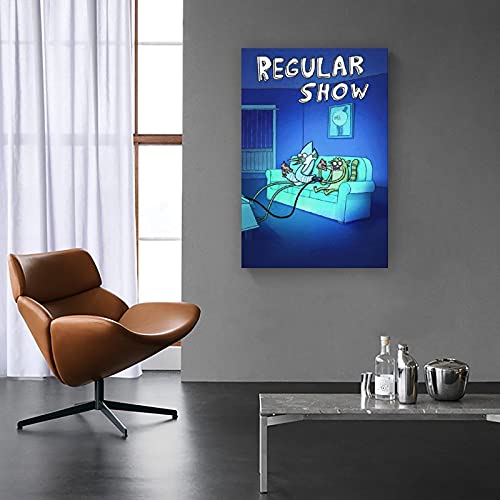 BUKPO Regular Show Anime Poster De Juego De Mordecai Y Rigby Lienzo Arte Póster Póster de Pared Impresión Moderna Familia Dormitorio Póster 30 x 45 cm