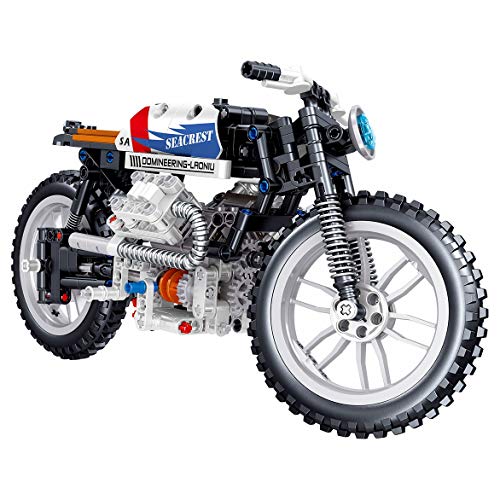 Bulokeliner Juego de bloques de construcción para moto de carreras, 366 bloques de construcción mecánicos, para coches de carreras y motos de cross, compatible con Lego