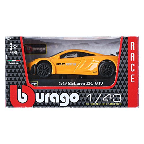 burago 1:43 McLaren 12C GT3 pantalla amarilla mini coche miniatura