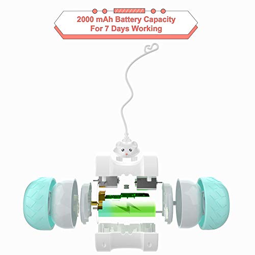 BurgeonNest Robot gato juguete interactivo, automático 3 modos y 2 velocidades bola autogiratoria con programa inteligente integrado, carga USB, juguetes para gatos y gatitos (azul)