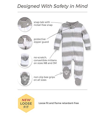 Burt's Bees Baby Sleep & Play, Organic One-Piece Romper-Jumpsuit PJ, Zip Ftbol, Floral Ditsy, 3-6 Meses para Bebés