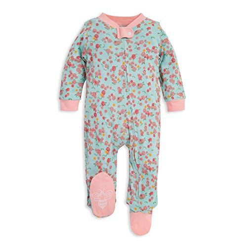 Burt's Bees Baby Sleep & Play, Organic One-Piece Romper-Jumpsuit PJ, Zip Ftbol, Floral Ditsy, 3-6 Meses para Bebés