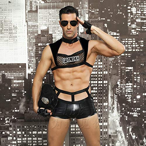 Bwer Disfraces Sexis para Hombre, Disfraz de Oficial de policía Sexy erótico, Disfraz de policía Elegante, Disfraz de Halloween para Hombre, Uniformes de policía