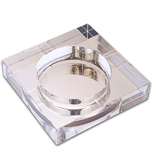 BXU-BG Modern Home/Oficina Arte Deco portátil Plaza Cenicero de Cristal de Oro Modelo 10 cm