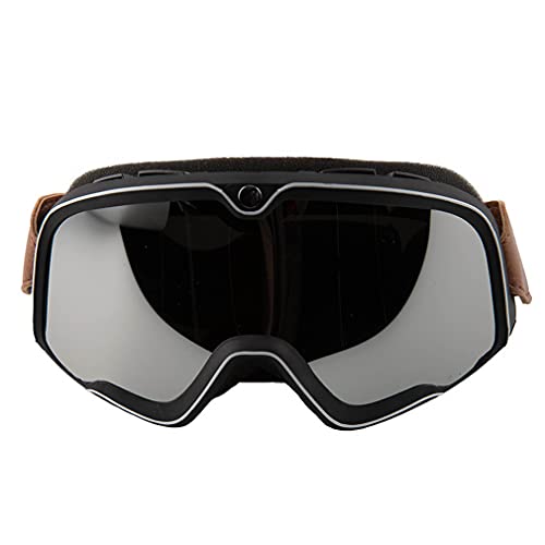 BY CITY Gafas de Moto Roadster Retro Vintage - Gafas de Aviador, Gafas para Casco Harley (Grey)