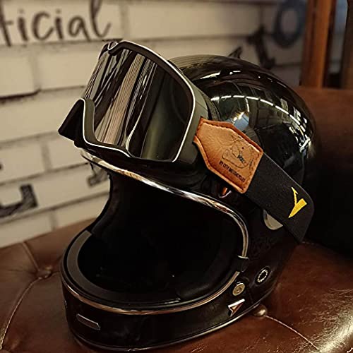 BY CITY Gafas de Moto Roadster Retro Vintage - Gafas de Aviador, Gafas para Casco Harley (Grey)