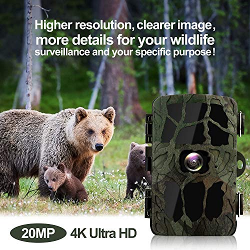 BYbrutek Cámara de Caza, 20MP 4K HD Cámara de Vigilància de la Vida Silvestre Activada por Movimiento con 40 PCS 850nm LED IR Visión Nocturna de Hasta 25M, LCD de 2.4 Pulgadas