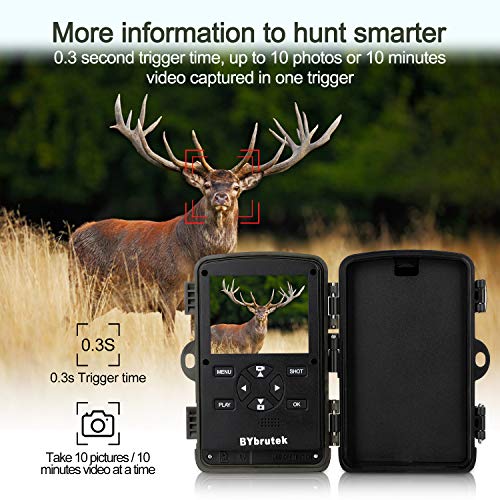 BYbrutek Cámara de Caza, 20MP 4K HD Cámara de Vigilància de la Vida Silvestre Activada por Movimiento con 40 PCS 850nm LED IR Visión Nocturna de Hasta 25M, LCD de 2.4 Pulgadas