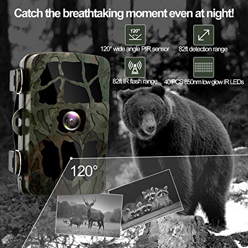 BYbrutek Cámara de Caza, 20MP 4K HD Cámara de Vigilància de la Vida Silvestre Activada por Movimiento con 40 PCS 850nm LED IR Visión Nocturna de Hasta 25M, LCD de 2.4 Pulgadas