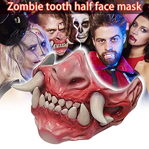 BYNYXI Halloween terrorífico Ghost Half máscara de látex terrorífico de dientes zombies, personaje de juego, cosplay, fiesta de disfraces, máscara para adultos, fiestas, carnaval, Halloween