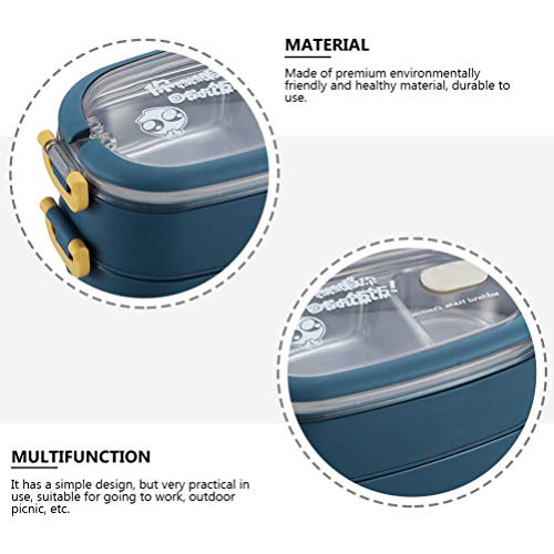 Cabilock 1 Juego de Loncheras Bento de Acero Inoxidable con Tapas a Prueba de Fugas 2 Niveles Contenedor de Almacenamiento de Alimentos Apilable Caja de Aperitivos para Niños Adultos