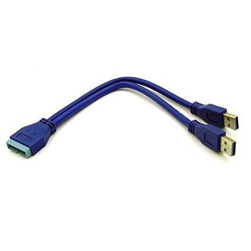 Cable adaptador para placa base, 2 puertos USB 3.0 A a clavija de 20 pins