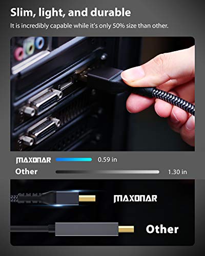 Cable DisplayPort 8K Maxonar 3M/10FT Cable DP 8K@60Hz DP1.4 HBR3 4K@60Hz/144Hz/ 120Hz 5K@60Hz 2K@165Hz/240Hz Soporte FreeSync y G-Sync Display Port para Monitor de Juegos Certificado VESA
