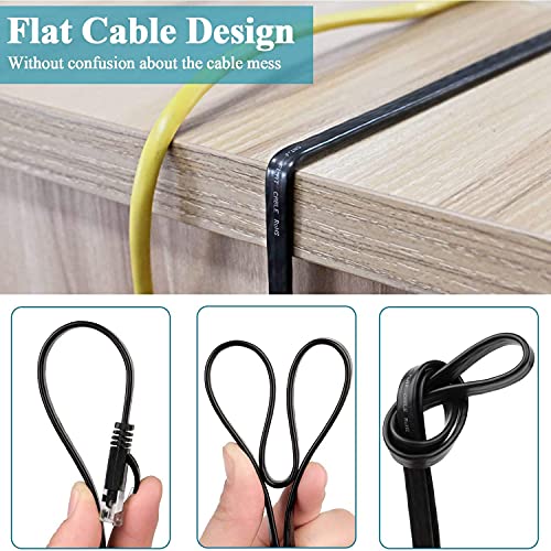 Cable Ethernet 30 Metros, Cable de Red Plano Cat 6 Rj45 Cable Network Gigabit Negro Alta Velocidad Cable Internet 30m