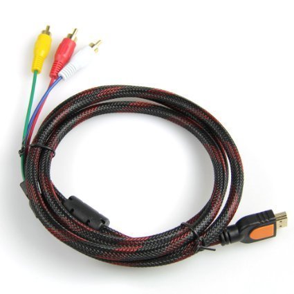 Cable HDMI a RCA de 1,5 m HDMI a 3 RCA Video Audio AV Componente Convertidor Cable Adaptador para HDTV PC DVD y la mayoría de proyectores LCD (no para PS4)