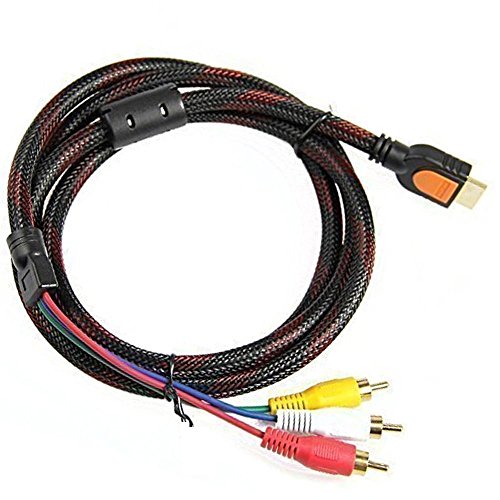 Cable HDMI a RCA de 1,5 m HDMI a 3 RCA Video Audio AV Componente Convertidor Cable Adaptador para HDTV PC DVD y la mayoría de proyectores LCD (no para PS4)