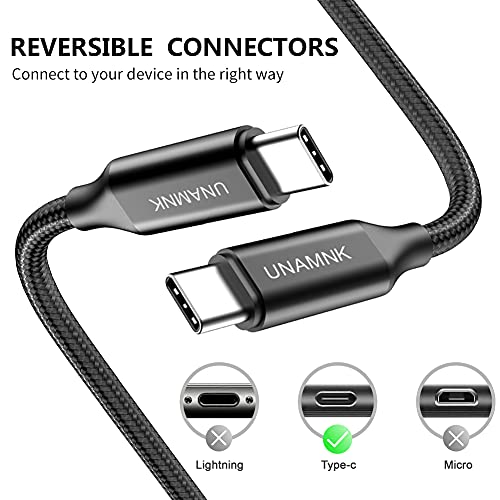 Cable USB C a USB C(1-Pack: 2m), Cable Tipo C Carga Rápida de Energía Nylon Duradero Trenzado para Macbook, MacBook Air, iPad Pro 2020, Xiaomi Mi10, Samsung S21 S20, Huawei P40 (Negro)