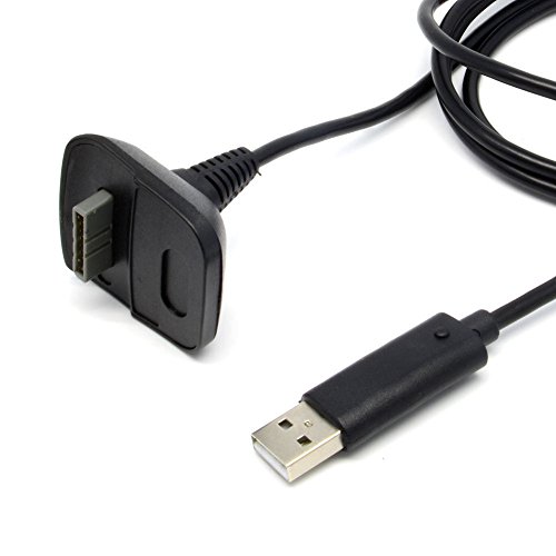 Cable USB Cargador Batería para Mando Xbox 360 - Negro