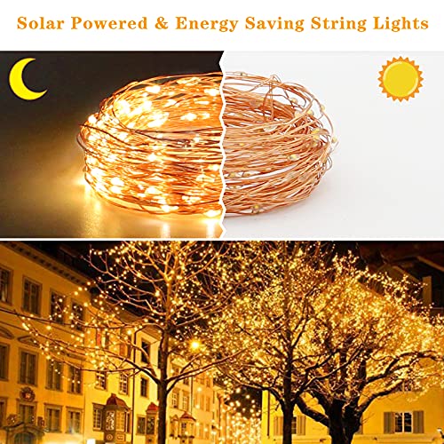 Cadena Luces Solares - 2 Pack 20M/65.6FT 150 LED IP65 Luces Led Solar, 8 Modos con Control Remoto Temporizador Decoración para Jardín, Arboles, Navidad, Fiestas