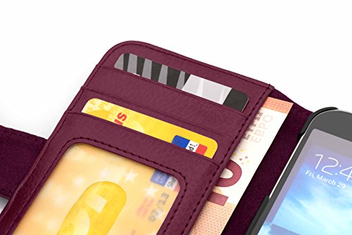 Cadorabo Funda Libro para LG Nexus 5 en Burdeos Violeta - Cubierta Proteccíon con Cierre Magnético e 3 Tarjeteros - Etui Case Cover Carcasa