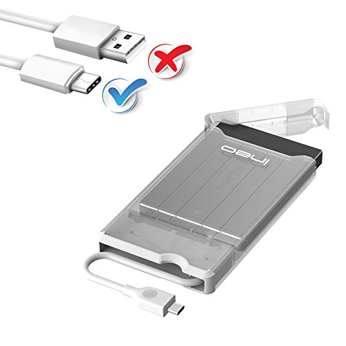 Caja con USB 3.1 Gen2 Tipo C para Disco Duro Externo 2.5'' - ElecGear USB-C 10Gbps Carcasa para SATA III HDD y SSD, Optimizado para SSD, SuperSpeed Hard Drive Enclosure, UASP, cable integrado