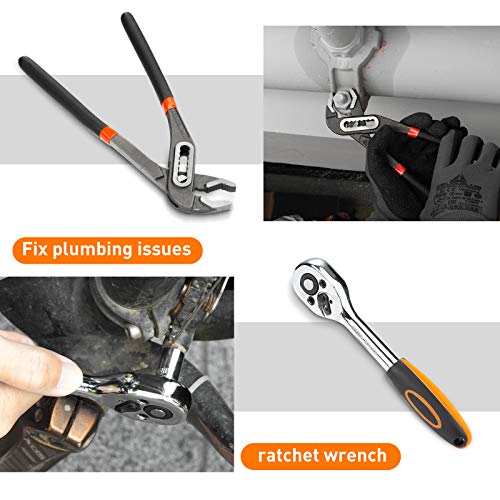 Caja de Herramientas, V VONTOX 220 Piezas Maletín de Herramientas Portátil, Juegos de Herramientas Mecánicas para Bricolaje y Reparaciones Diarias, con Destornilladores, Martillo, Alicate