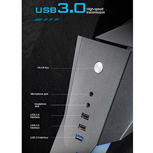 Caja de Ordenador ATX Ventilador De La Caja De Juegos Frente Refrigerado por Agua E/S USB 3.0 Penetración Lateral Ordenador Personal Ganger Caja PC Gaming (Color : Black, Size : 73x29x62.5cm)