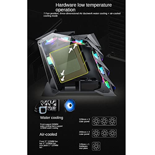 Caja de Ordenador ATX Ventilador De La Caja De Juegos Frente Refrigerado por Agua E/S USB 3.0 Penetración Lateral Ordenador Personal Ganger Caja PC Gaming (Color : Black, Size : 73x29x62.5cm)