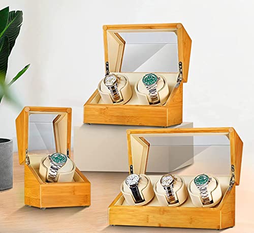 Caja de presentación de relojes Enrollador automático de alta gama para relojes 1/2/3 Caja de presentación de relojes de madera de bambú con motor silencioso Almohadas de reloj flexibles para relojes