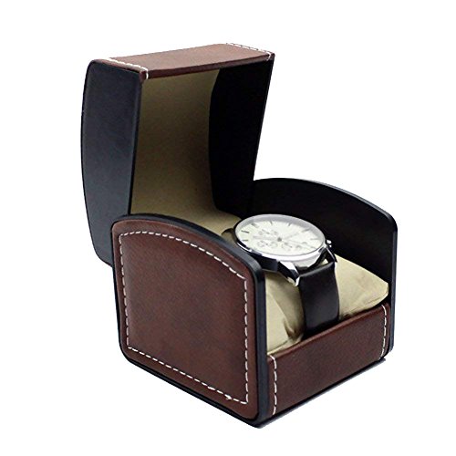 Caja de reloj con una sola ranura para guardar joyas, color marrón