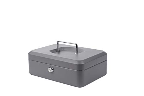 Caja Pavo Premium, cerradura de cilindro con 2 llaves, 25 x 18 x 9 cm, de color gris oscuro