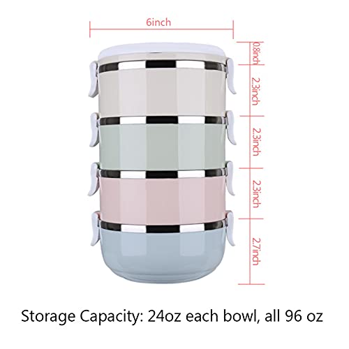 Cajas Bento, 4 niveles, portátiles, de acero inoxidable, para viaje, juego de cuencos Bento, contenedor de alimentos, caja de almuerzo para preservar el calor, para estudiantes, trabajadores de oficin