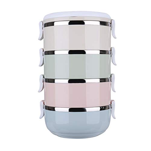 Cajas Bento, 4 niveles, portátiles, de acero inoxidable, para viaje, juego de cuencos Bento, contenedor de alimentos, caja de almuerzo para preservar el calor, para estudiantes, trabajadores de oficin