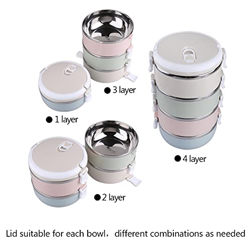 Cajas Bento, 4 niveles, portátiles, de acero inoxidable, para viaje, juego de cuencos Bento, contenedor de alimentos, caja de almuerzo para preservar el calor, para estudiantes, trabajadores de oficin