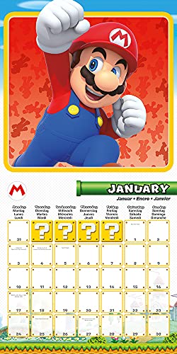 Calendario Super Mario 2022 – Agenda familiar con vista mensual de 30 cm x 30 cm – Producto oficial