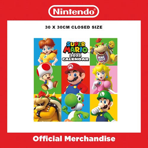 Calendario Super Mario 2022 – Agenda familiar con vista mensual de 30 cm x 30 cm – Producto oficial
