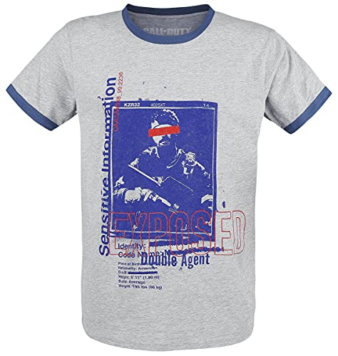 Call of Duty Black Ops: Cold War - Exposed Hombre Camiseta Gris L, 100% algodón, Regular