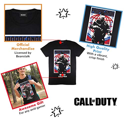 Call Of Duty Operaciones Negro propaganda de la guerra fría Camiseta para hombre Negro L | Gamer Xbox PS4 PS5 Interruptor Idea del regalo de cumpleaños para los individuos, para el hogar o la gimnasia