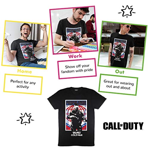 Call Of Duty Operaciones Negro propaganda de la guerra fría Camiseta para hombre Negro L | Gamer Xbox PS4 PS5 Interruptor Idea del regalo de cumpleaños para los individuos, para el hogar o la gimnasia