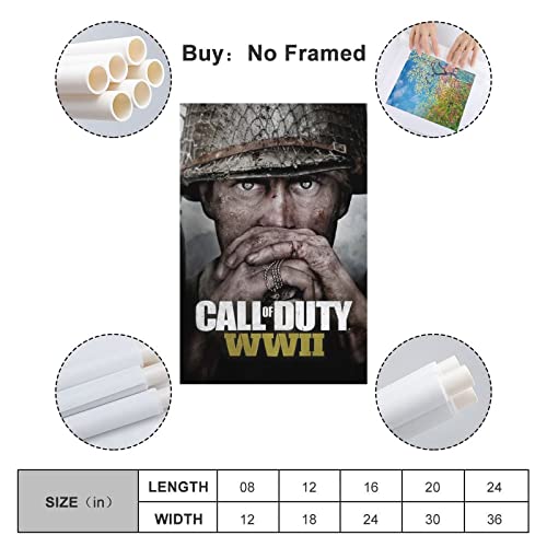Call of Duty WWII - Póster de juego de la segunda guerra mundial para decoración de dormitorio familiar moderna para dormitorio y sala de estar, 20 x 30 cm