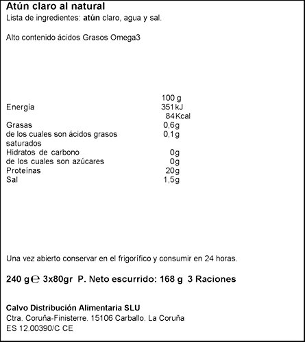 Calvo - Atun Claro Natural Pack3 x 80 g