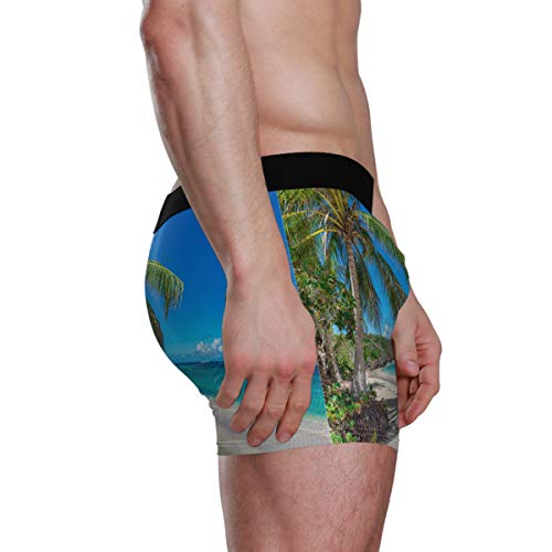Calzoncillo Boxer elástico para Hombres Calzoncillos con Bolsa de Bulbo Premium Ultra Suave Boy Horse Ropa Interior cómoda Palmera en la Playa Tropical Calzoncillos Boxer para Hombre