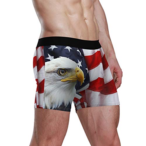 Calzoncillos Ultra Suaves con Bolsa de Bulbo Premium Ropa Interior cómoda para Hombres Boy Stretch Boxer Trunk Eagle American Flag Birds Mens Boxer Briefs