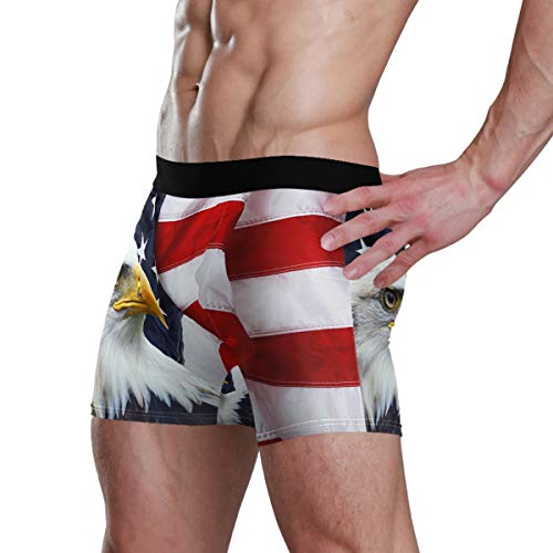 Calzoncillos Ultra Suaves con Bolsa de Bulbo Premium Ropa Interior cómoda para Hombres Boy Stretch Boxer Trunk Eagle American Flag Birds Mens Boxer Briefs